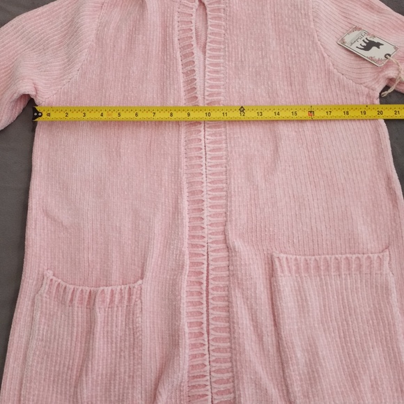 NWT PJ Salvage CHENILLE Long HOODED Sweater PINK LARGE - Picture 4 of 4
